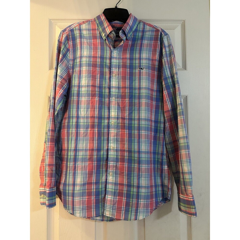 Vineyard Vines Shep & Ian Whale Shirt Mens Plaid Button Down Long Sleeve Size S
